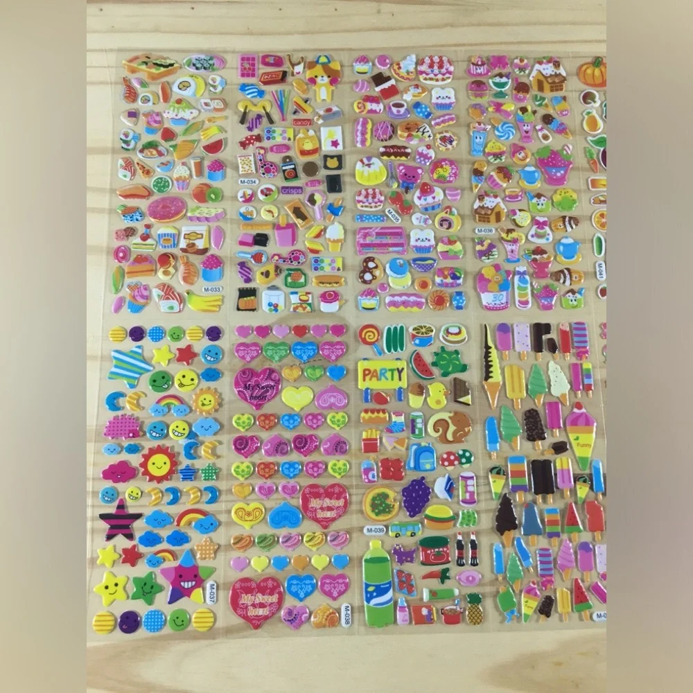 64 3D Multicolor Puffy Scrapbooking Stickers Sheets, Animals & Insects Assorted
